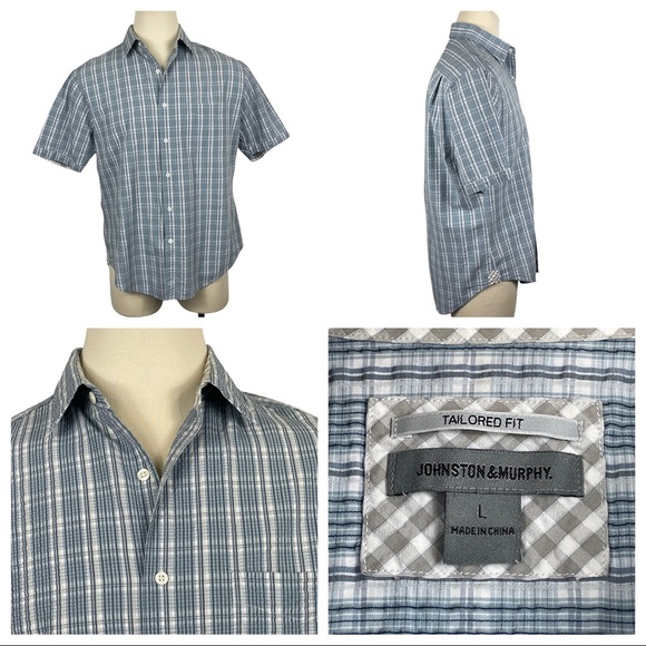 Johnston & Murphy Other - Johnston & Murphy Tailored Fit Seersucker Short Sleeve Button Down Large